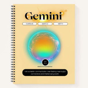 Modernes Zodiac-Zeichen-Zwillingsflugelement Notizblock