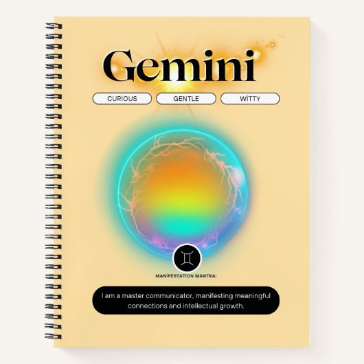 Modernes Zodiac-Zeichen-Zwillingsflugelement Notizblock (Vorderseite)