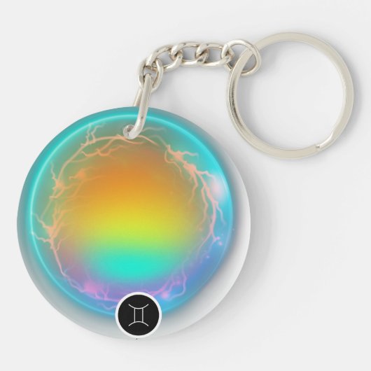 Modernes Zodiac-Zeichen-Zwillingsflugelement Schlüsselanhänger (Rückseite)