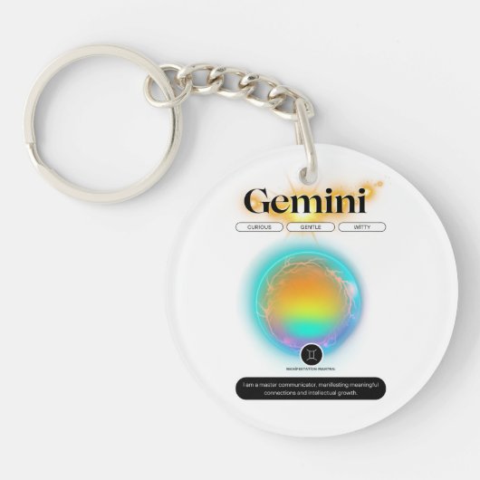 Modernes Zodiac-Zeichen-Zwillingsflugelement Schlüsselanhänger (Vorderseite)