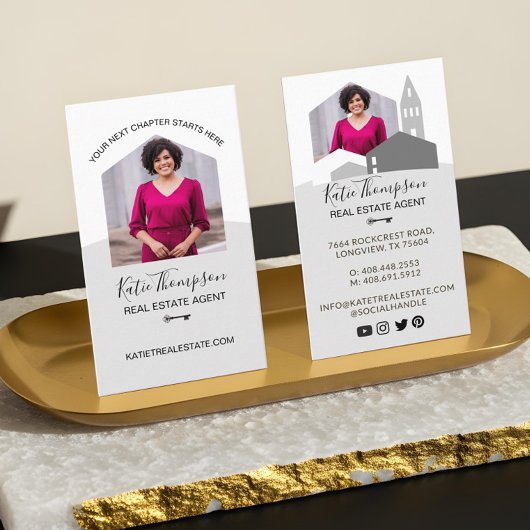 Modernes Zuhause Beruflich Real Anwesen Agent Foto Visitenkarte