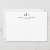 Modernes Zuhause-Logo in Navy Blue Flat Note Card Mitteilungskarte (Vorderseite)