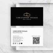 Modernes Zuhause-Logo Real Anwesen Black/Gold QR-C Visitenkarte