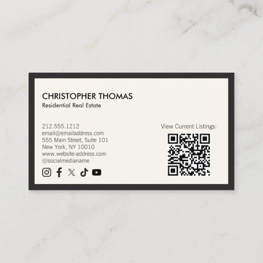 Modernes Zuhause-Logo Real Anwesen Elfenbeinfarben Visitenkarte (Rückseite)