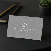 Modernes Zuhause-Logo Real Anwesen Grau Linen QR-C Visitenkarte
