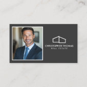 Modernes Zuhause-Logo Realtor Foto Dunkelgrau Visitenkarte (Vorderseite)