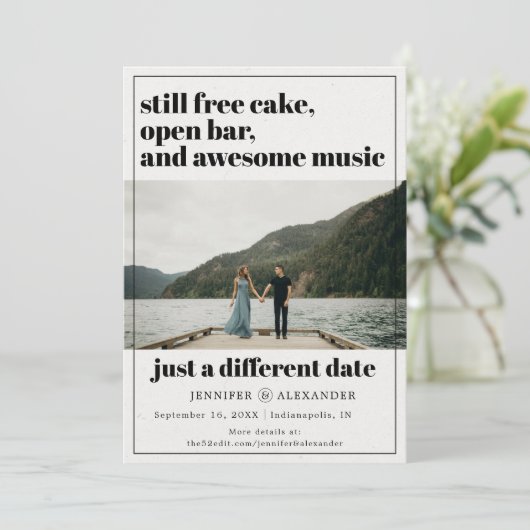 Modernes Zurückgestellt Ändern Sie das Foto Datum Save The Date (Stehend Vorderseite)