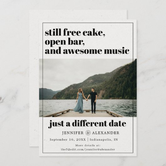 Modernes Zurückgestellt Ändern Sie das Foto Datum Save The Date (Vorne/Hinten)