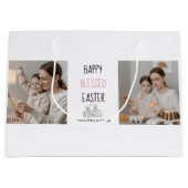 Modernes Zwei-Foto | Glücklich gesegnetes Ostern | Große Geschenktüte (Vorderseite)