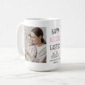 Modernes Zwei-Foto | Glücklich gesegnetes Ostern | Kaffeetasse (Vorderseite Links)
