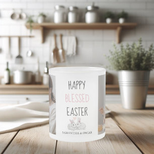 Modernes Zwei-Foto   Glücklich gesegnetes Ostern   Mattglastasse