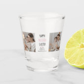 Modernes Zwei-Foto | Glücklich gesegnetes Ostern | Schnapsglas (Vorderseite)