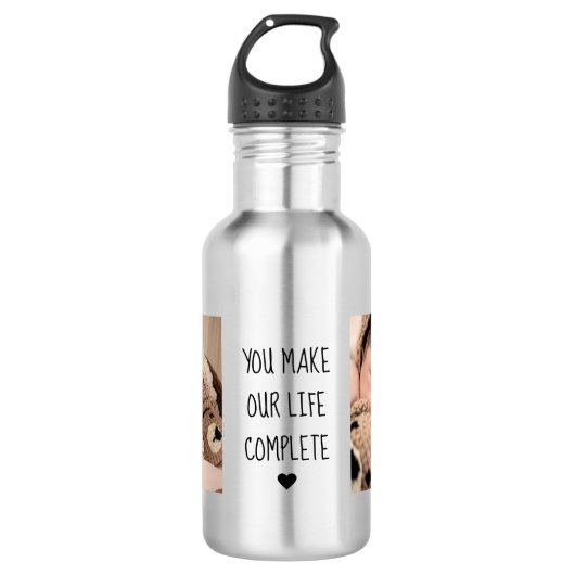 Modernes Zwei-Foto | Sie machen unser Leben zu ein Edelstahlflasche (Vorderseite)