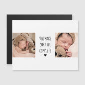 Modernes Zwei-Foto | Sie machen unser Leben zu ein Magnetkarte (Vorne/Hinten)