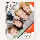 Modernes Zwei Foto Terrazzo Personalisierter Name Notizblock (Vorderseite)