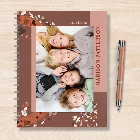 Modernes Zwei Foto Terrazzo Personalisierter Name Notizblock