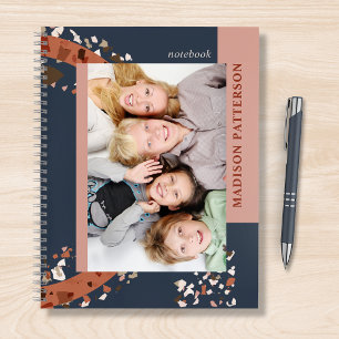 Modernes Zwei Foto Terrazzo Personalisierter Name Notizblock