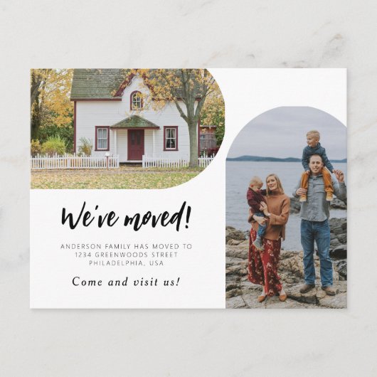 Modernes zweiartiges Script-Foto Ankündigungspostkarte (Vorderseite)