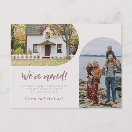 Modernes zweiartiges Script-Foto Wir haben Pastel Ankündigungspostkarte (Vorderseite)