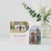 Modernes zweiartiges Script-Foto Wir haben Pastel Ankündigungspostkarte (Stehend Vorderseite)