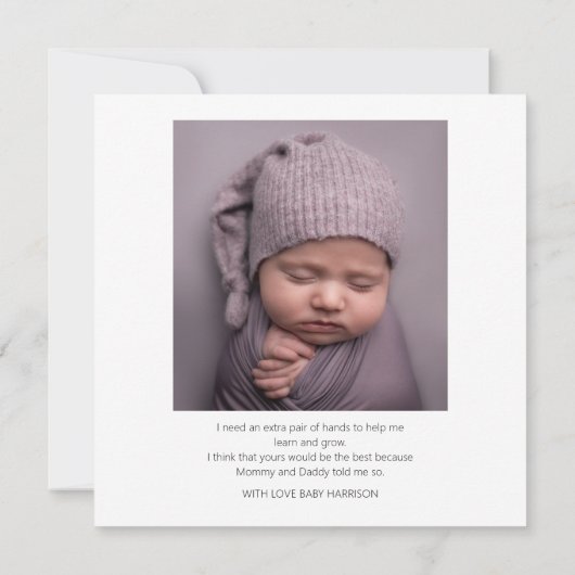 Modernes zweiseitiges Foto-Godmatervorschlag Einladung (Rückseite)