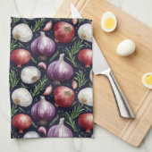 Modernes Zwiebelmuster schwarz Geschirrtuch (Viertel Falte)