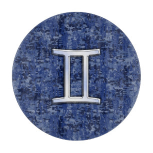 Modernes Zwillinge-Sternzeichen Navy Blau Digital Schneidebrett