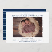 Modernes Zwillingsjahr im Foto Birth Ankündigung (Vorne/Hinten)