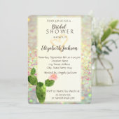 ModernGlitter Bokeh Cactus Brautparty Einladung (Stehend Vorderseite)