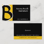 Modernismus B Bold B Cool Golden Black Monogramm Visitenkarte (Vorne/Hinten)