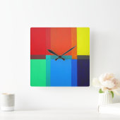 Modernist Abstract Art Colour Grid Quadratische Wanduhr (Zuhause)