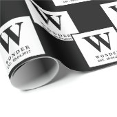 Modernist Monogram black minimalist Wedding Geschenkpapier (Rolleneckpunkt)