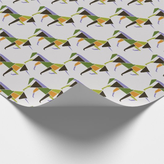 Modernist Unicorn Modernes Abstraktes Tangram Tier Geschenkpapier (Ecke)