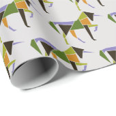Modernist Unicorn Modernes Abstraktes Tangram Tier Geschenkpapier (Rolleneckpunkt)