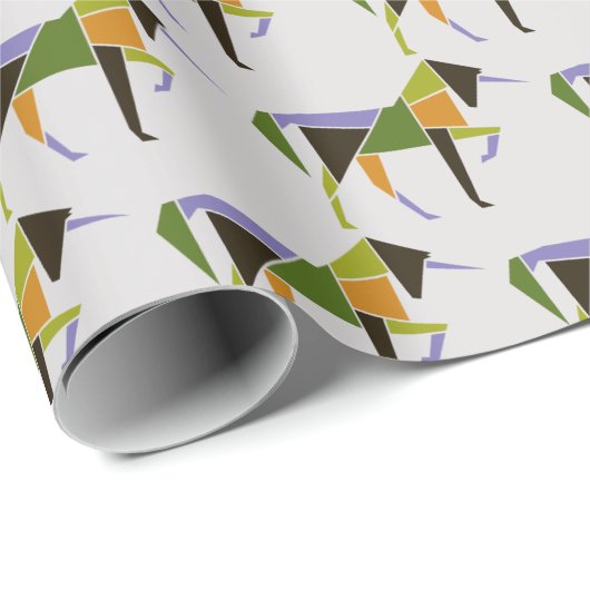 Modernist Unicorn Modernes Abstraktes Tangram Tier Geschenkpapier (Rolleneckpunkt)