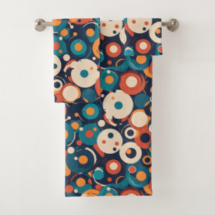 Modernistische Facetten   Orbit Orange Türkis Badhandtuch Set