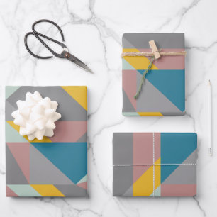 Modernistische Geometrie Kunst - erdige Farben Geschenkpapier Set