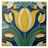 Modernistische Jugendstil-Blume Fliese (Vorderseite)