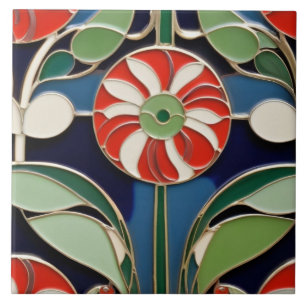 Modernistische Jugendstil-Rundroter Blume Fliese