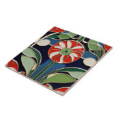 Modernistische Jugendstil-Rundroter Blume Fliese (Seite)
