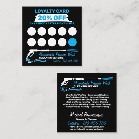 Modernistische Power Haus Reinigung Druck waschen Treuekarte (Vorne/Hinten)
