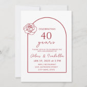 ModernMinimalist Ruby Red 40. Hochzeitstag Einladung (Vorderseite)