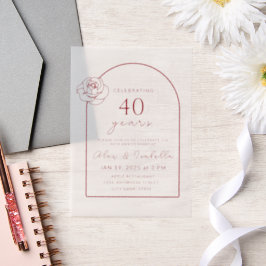 ModernMinimalist Ruby Red 40. Hochzeitstag Pergament Einladungen