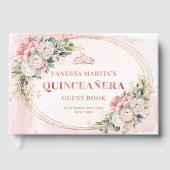 Moderno Libro de Firmas XV Años Rosa Pastel Floral Gästebuch (Vorderseite)