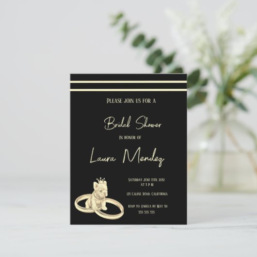 moderno perro oscuro Bridal Shower Invite (Stehend Vorderseite)