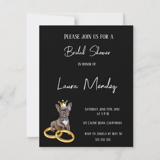 moderno perro oscuro Bridal Shower Invite (Vorderseite)