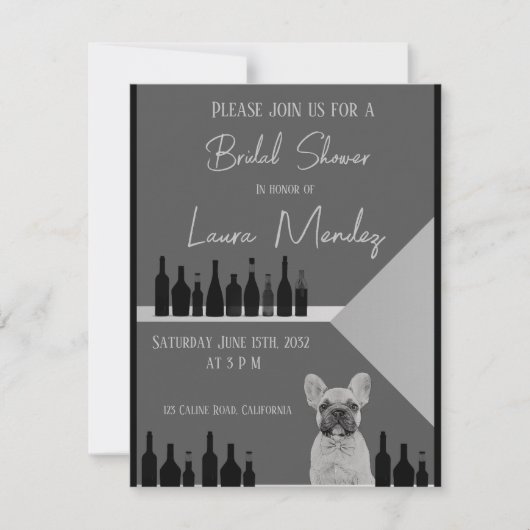 moderno perro oscuro Bridal Shower Invite (Vorderseite)