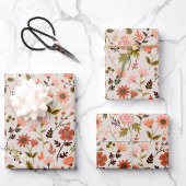 ModernPink Verlasse Blume Botanisches Muster Geschenkpapier Set