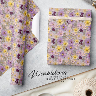 Modernste 3D-Wildblume Gelb und Lila Geschenkpapier