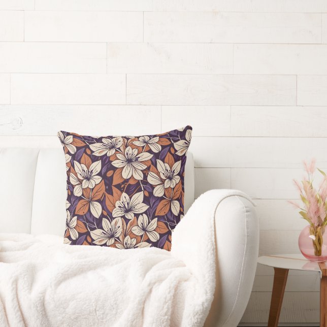 Modernste Fall-Blume Lila & Creme-Throw Kissen (Liege)